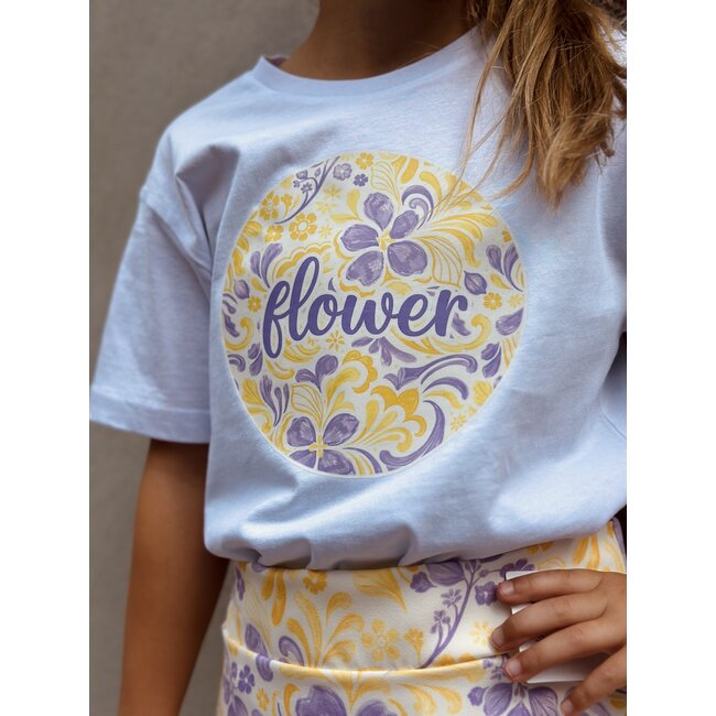 Saraly T-shirt white/purple/yellow print