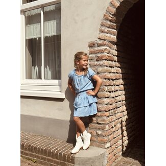 Yolane set top + skirt light blue/gold
