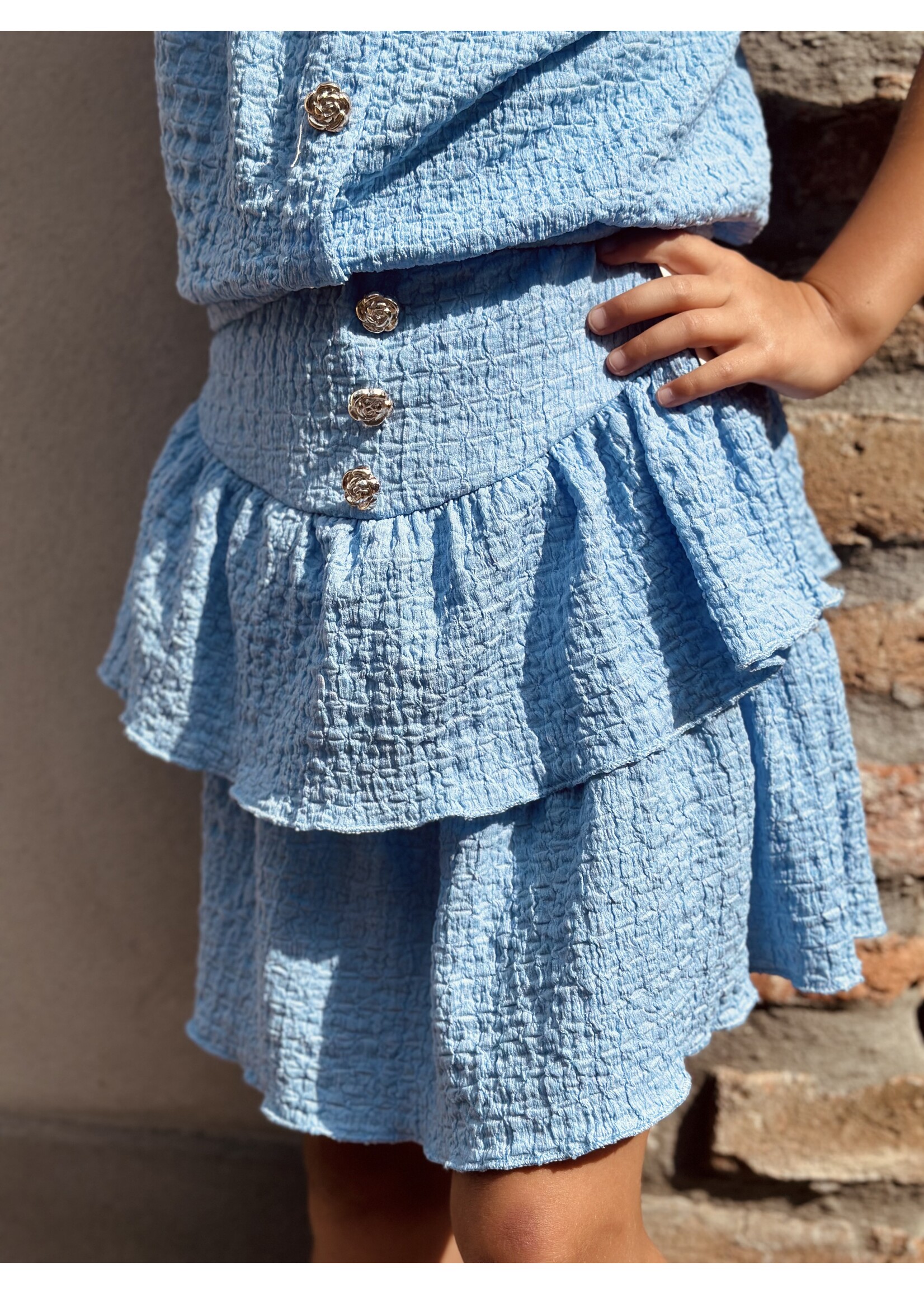 Yolane set top + skirt light blue/gold