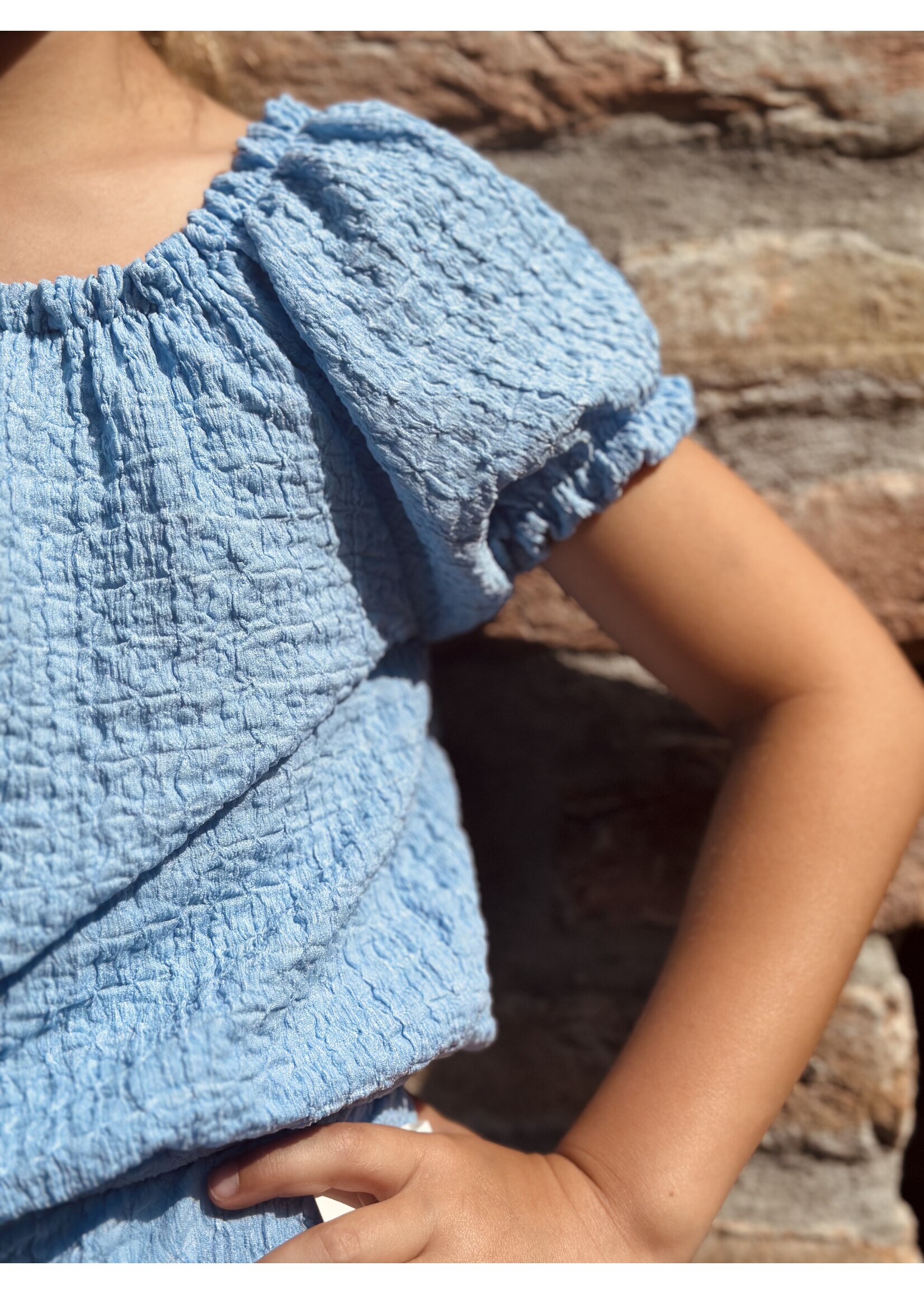 Yolane set top + skirt light blue/gold