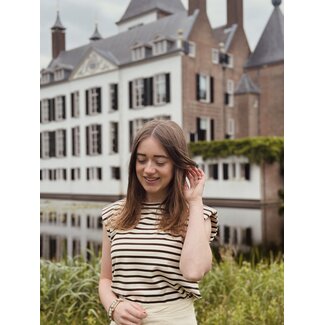 Joziena top stripes print brown/white