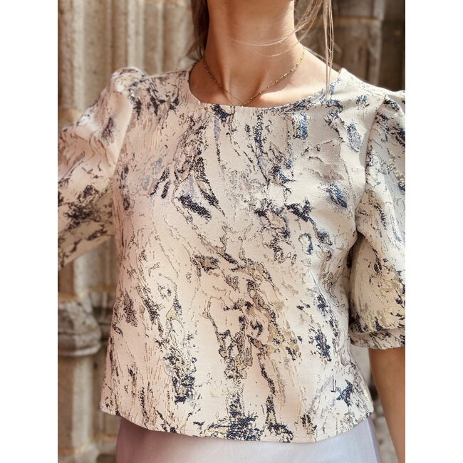 Lofty Manner Lofty Manner Jessey top gold/blue print