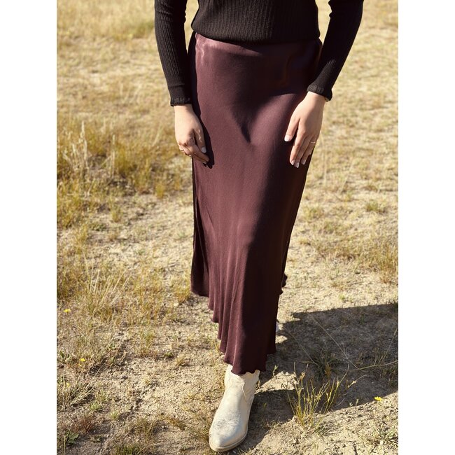 Lucie skirt satin dark bordeaux red One Size