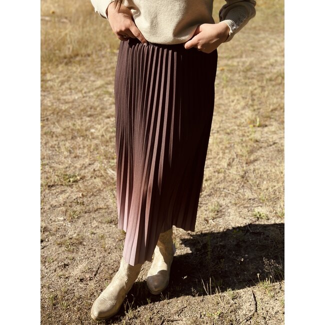 Joanna long plissé skirt brown/beige One Size