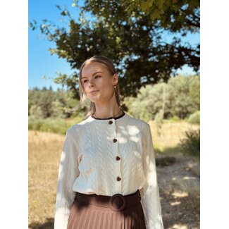 Gabrielle cardigan offwhite/brown One Size
