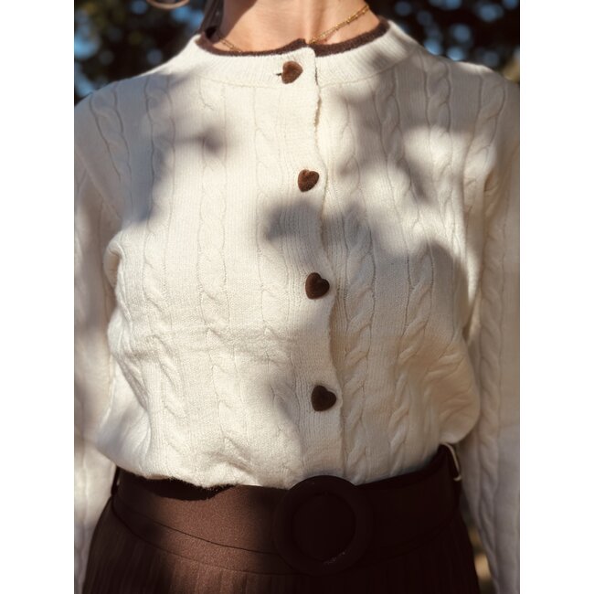 Gabrielle cardigan offwhite/brown One Size