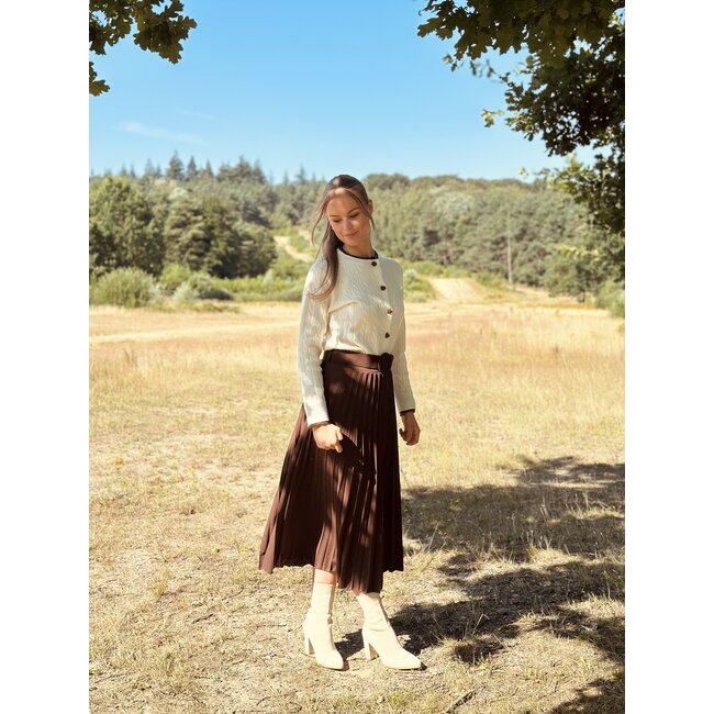 Gabrielle cardigan offwhite/brown One Size