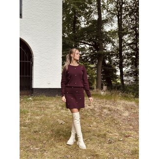 Julane skirt bordeaux red gold detail