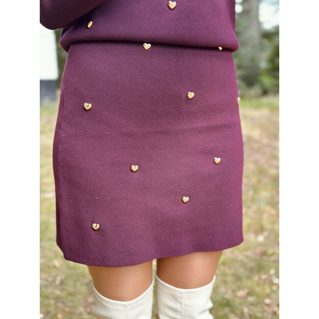 Julane skirt bordeaux red gold detail