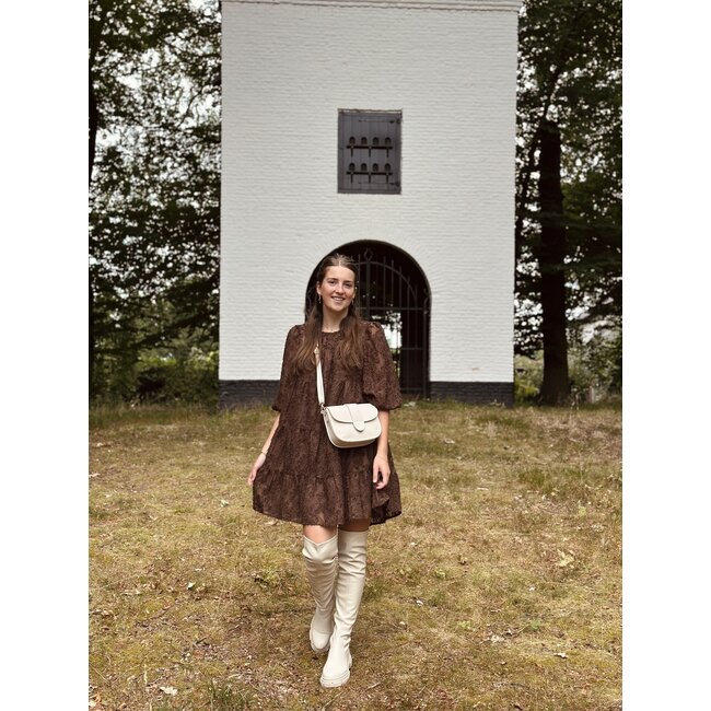 Ryanna feather dress brown