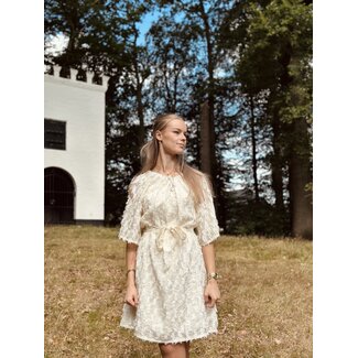 Smashed Lemon Smashed Lemon Myrana feather dress beige