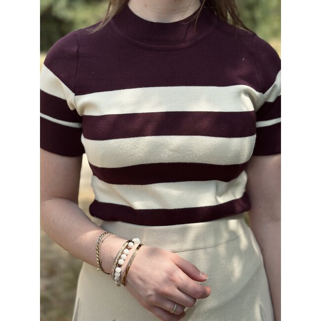 Fleurine top stripes bordeaux red/offwhite One Size