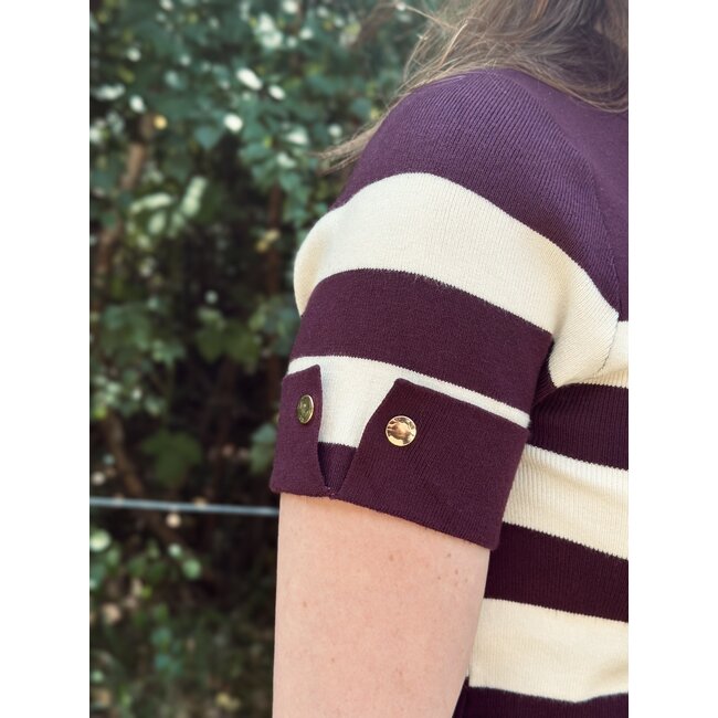 Fleurine top stripes bordeaux red/offwhite One Size