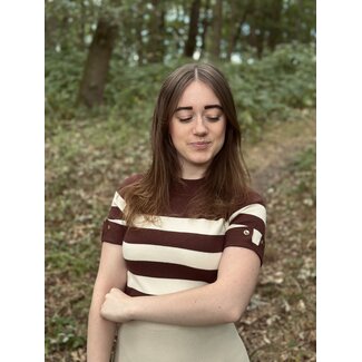 Fleurine top stripes brown/offwhite One Size