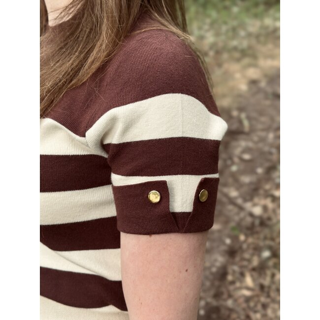 Fleurine top stripes brown/offwhite One Size