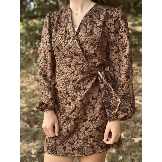 Manona dress brown flower print
