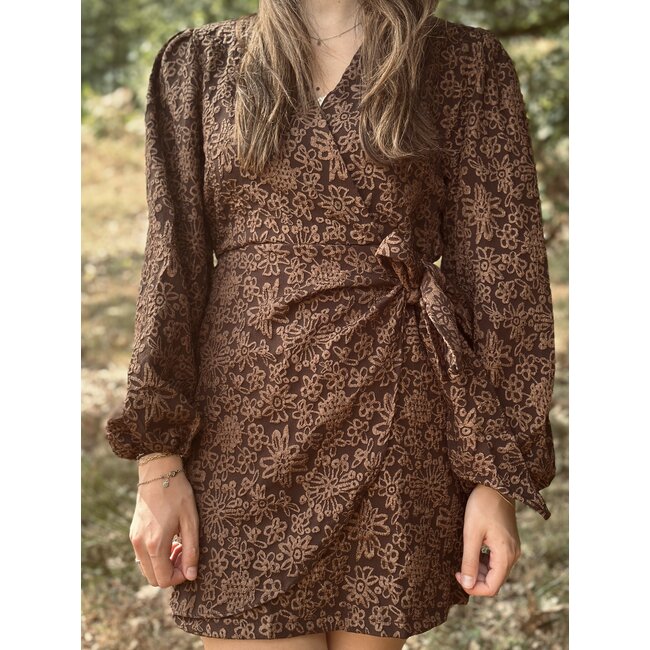 Magrethe dress brown flower print