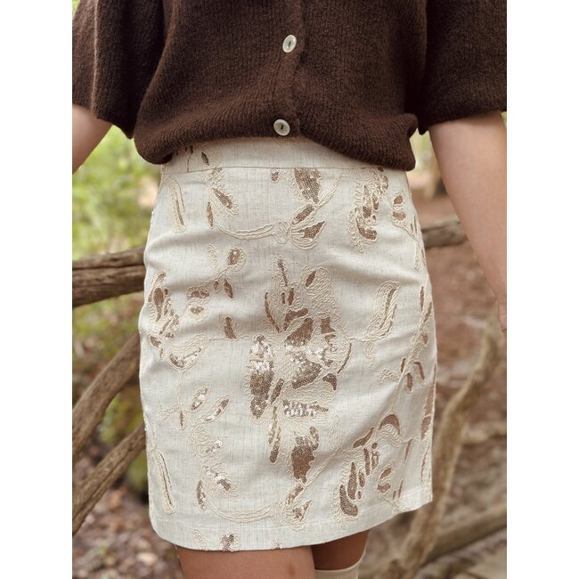 Smashed Lemon Smashed Lemon Tessa skirt beige/glitter print