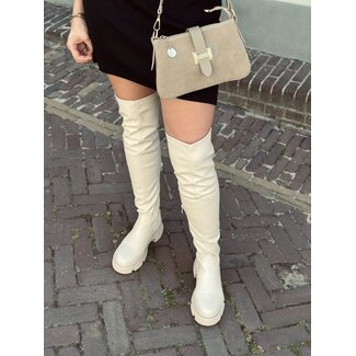 Romee overknee boots leather look beige