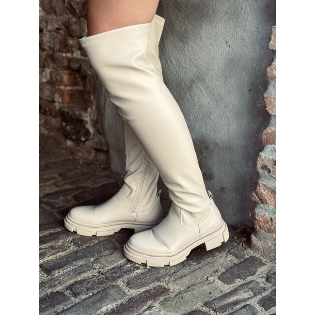 Romee overknee boots leather look beige