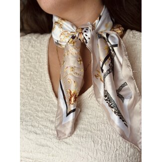 Bibi shawl offwhite/black print One Size