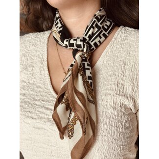 Bibi shawl beige/black/camel print One Size