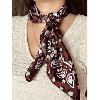 Bibi shawl bordeaux red panterprint print