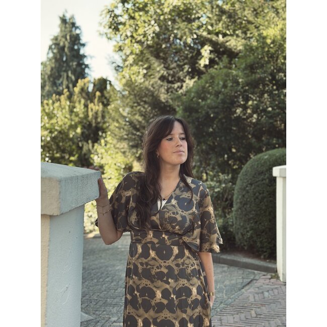 Sisters Point Sisters Point Danique satin dress brown/black leopard print