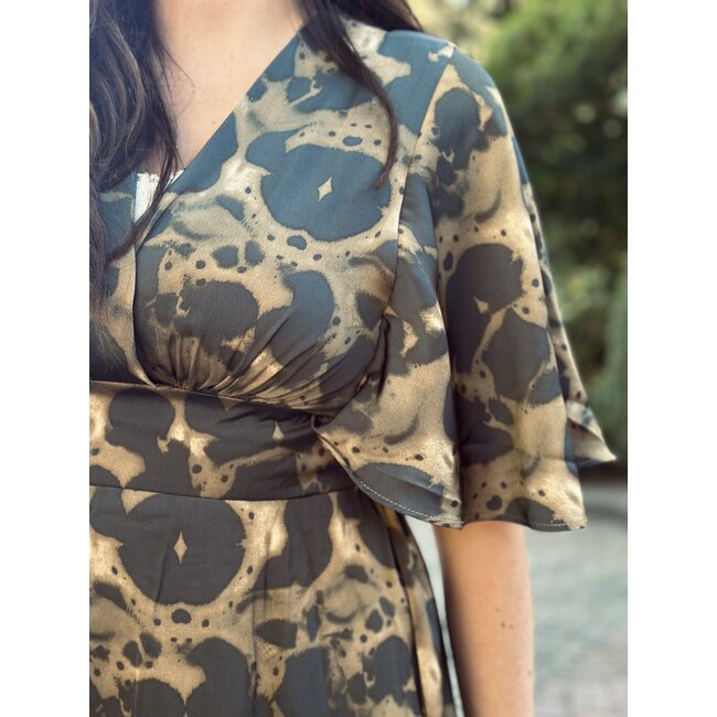 Sisters Point Sisters Point Danique satin dress brown/black leopard print