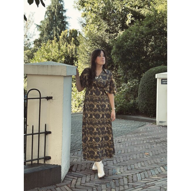 Sisters Point Sisters Point Danique satin dress brown/black leopard print