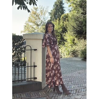 Sisters Point Sisters Point Danique satin dress brown flower print