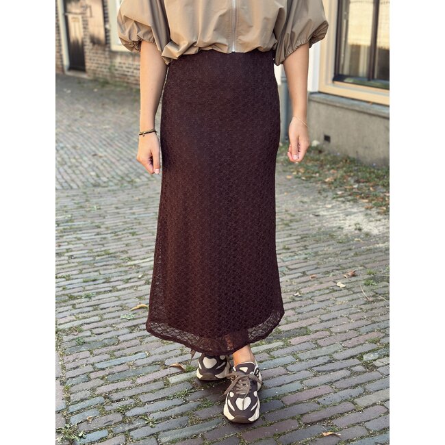 Sisters Point Sisters Point Ovita long broderie skirt brown