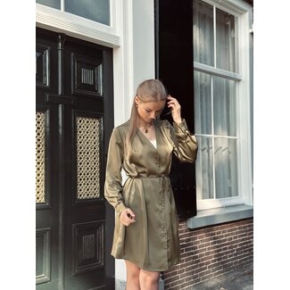Sisters Point Sisters Point Veerle satin dress army green