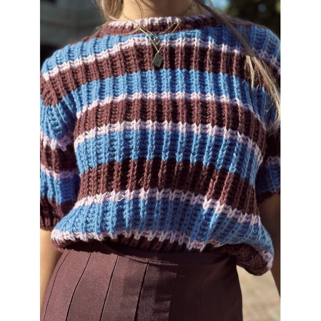 Sisters Point Sisters Point Krissy sweater bordeaux/blue stripes