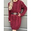 Aniek dress knitted with belt bordeaux red