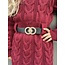 Aniek dress knitted with belt bordeaux red