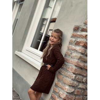 Aniek dress knitted with belt brown