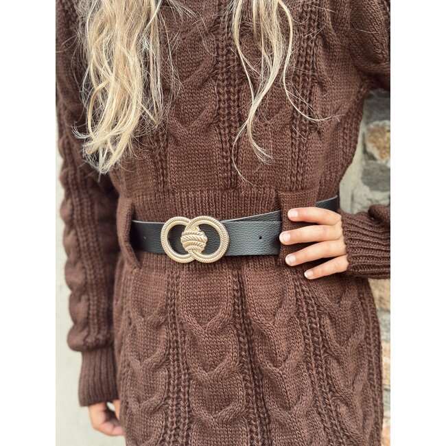 Aniek dress knitted with belt brown