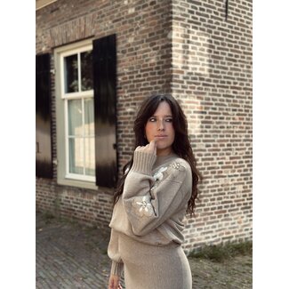Smashed Lemon Smashed lemon Jessica sweater taupe/offwhite flowers