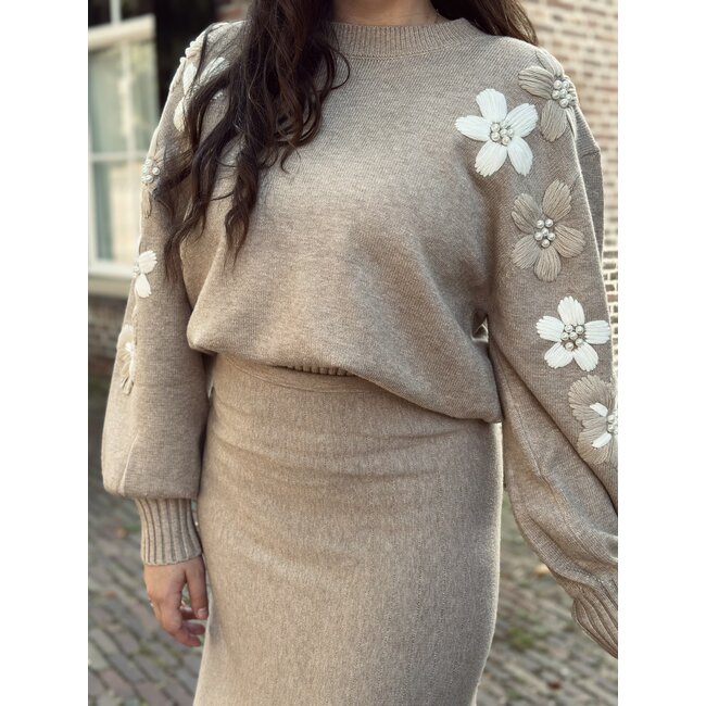Smashed Lemon Smashed lemon Jessica sweater taupe/offwhite flowers