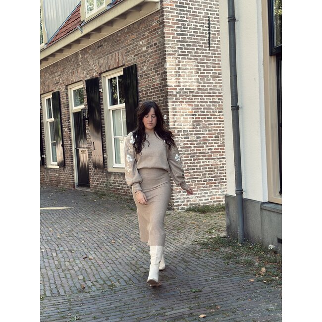 Smashed Lemon Smashed lemon Jessica sweater taupe/offwhite flowers