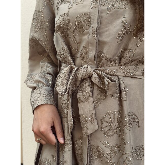 Smashed Lemon Smashed Lemon Eveline dress taupe print