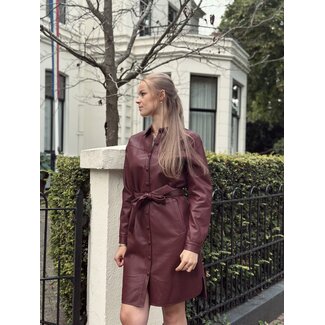 Smashed Lemon Smashed lemon Corlina leather look dress bordeaux red