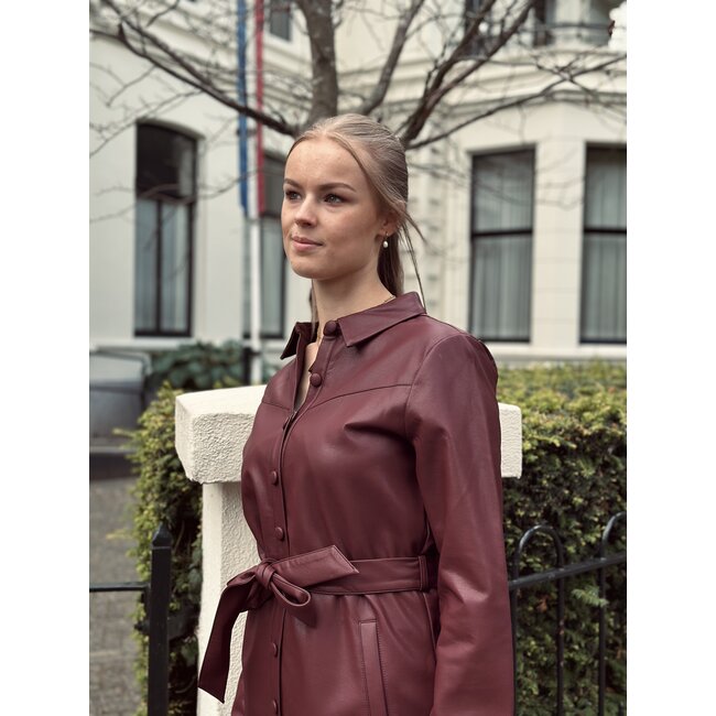 Smashed Lemon Smashed lemon Corlina leather look dress bordeaux red