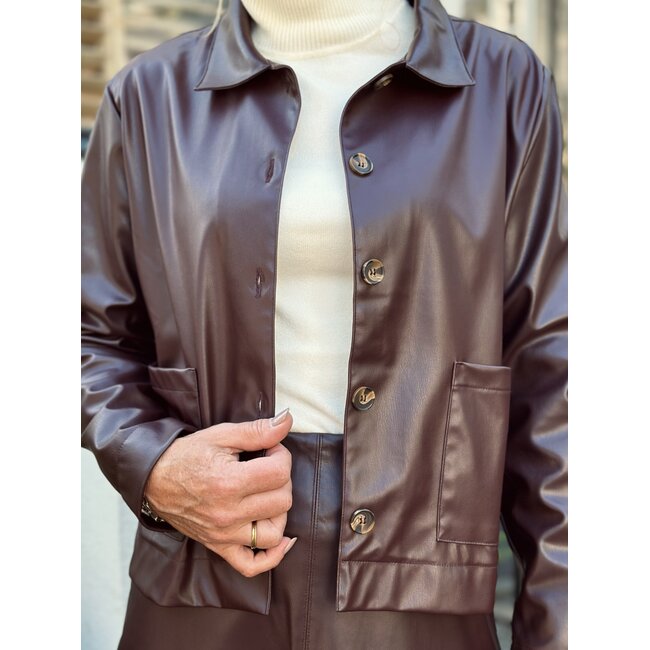 Suzana leather look jacket bordeaux red
