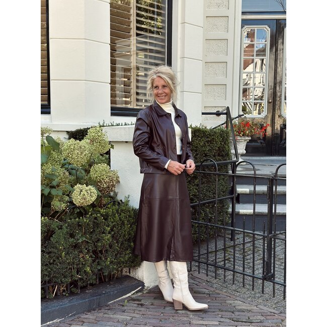 Suzana leather look jacket bordeaux red
