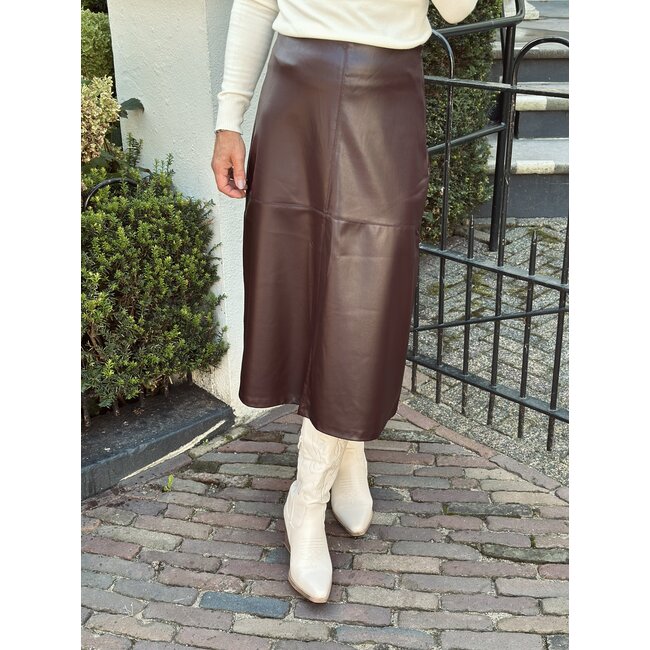 Suzana leather look skirt bordeaux red