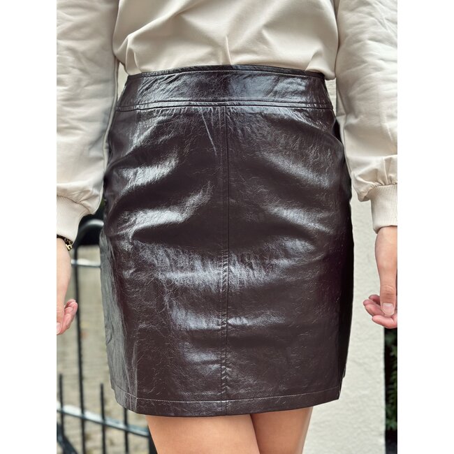 Smashed Lemon Smashed Lemon Milene leather look skirt brown