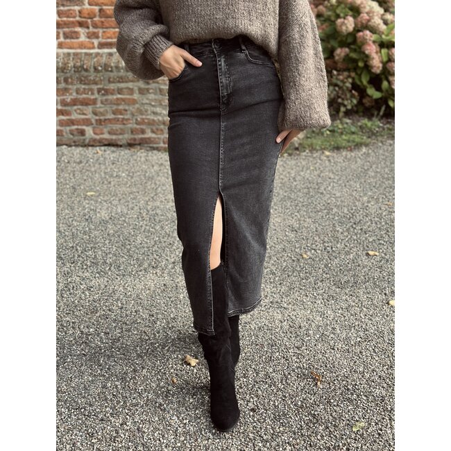 Dirma long denim skirt black