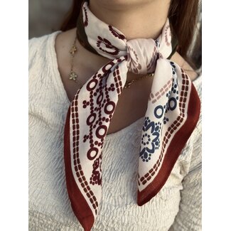 Bibi shawl bordeaux rood/green print One Size